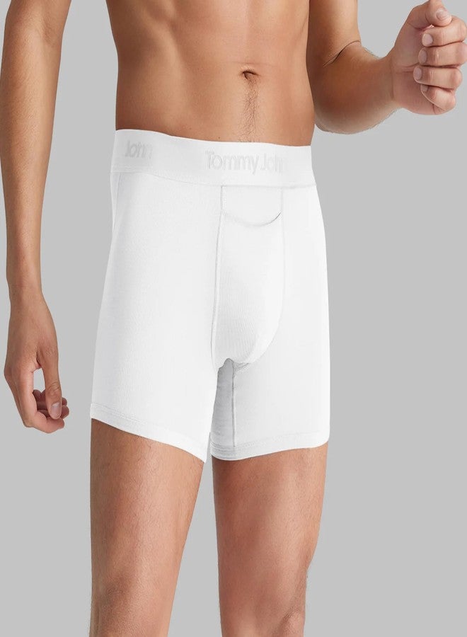 Tommy John Men's Trunk 4” Underwear, Second Skin Boxers with Supportive Contour Pouch, Soft Naturally Breathable Stretch Fabric Boxers for Men, White, XX-Large - Image 2